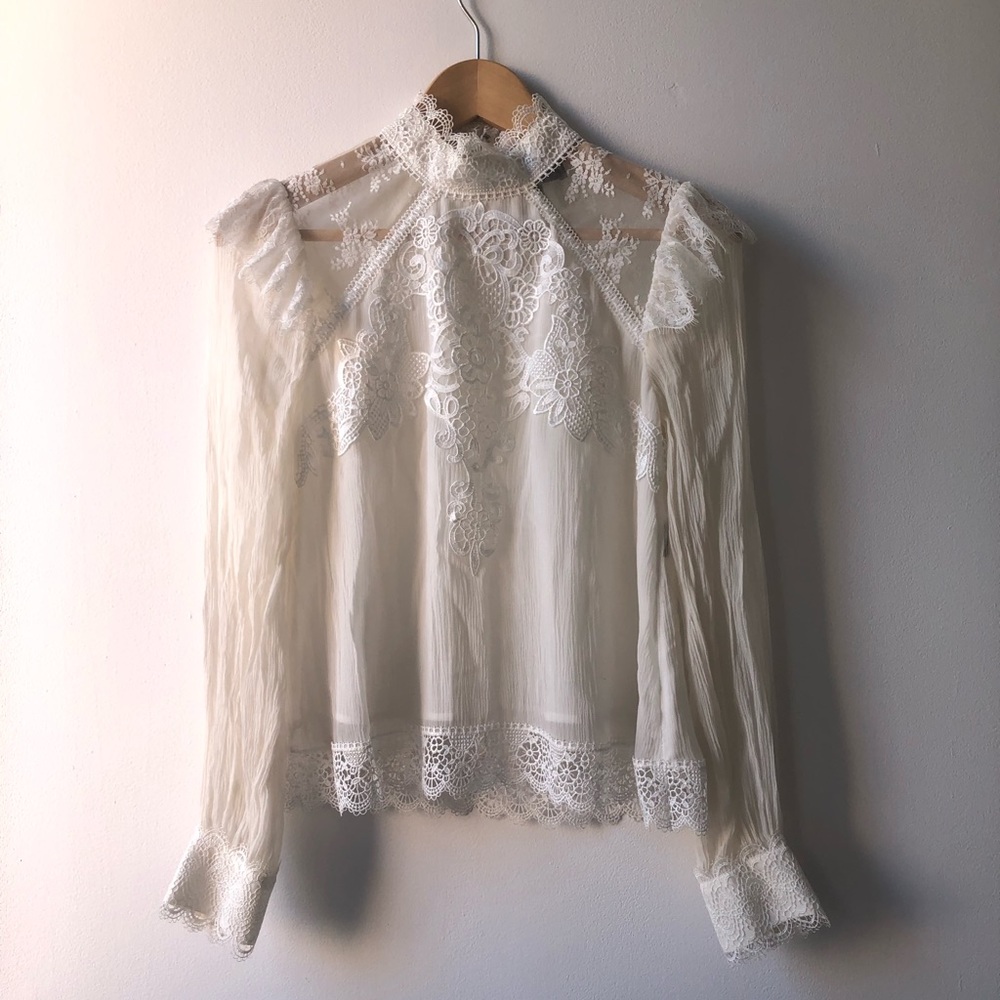 The Kooples Silk and Lace Blouse